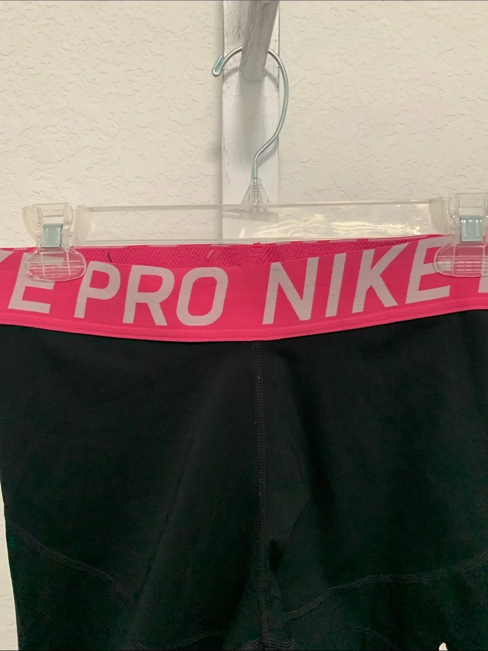Nike Pro Black Shorts Pink Logo Waistband